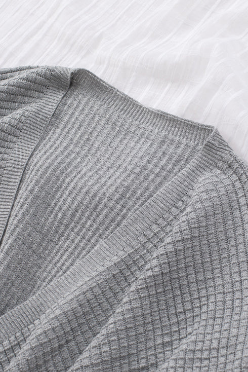 Wrap V Neck Waffle Sweater